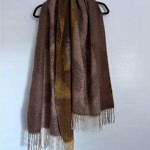 Women’s Brown & Yellow toned Fringe Scarf Wrap